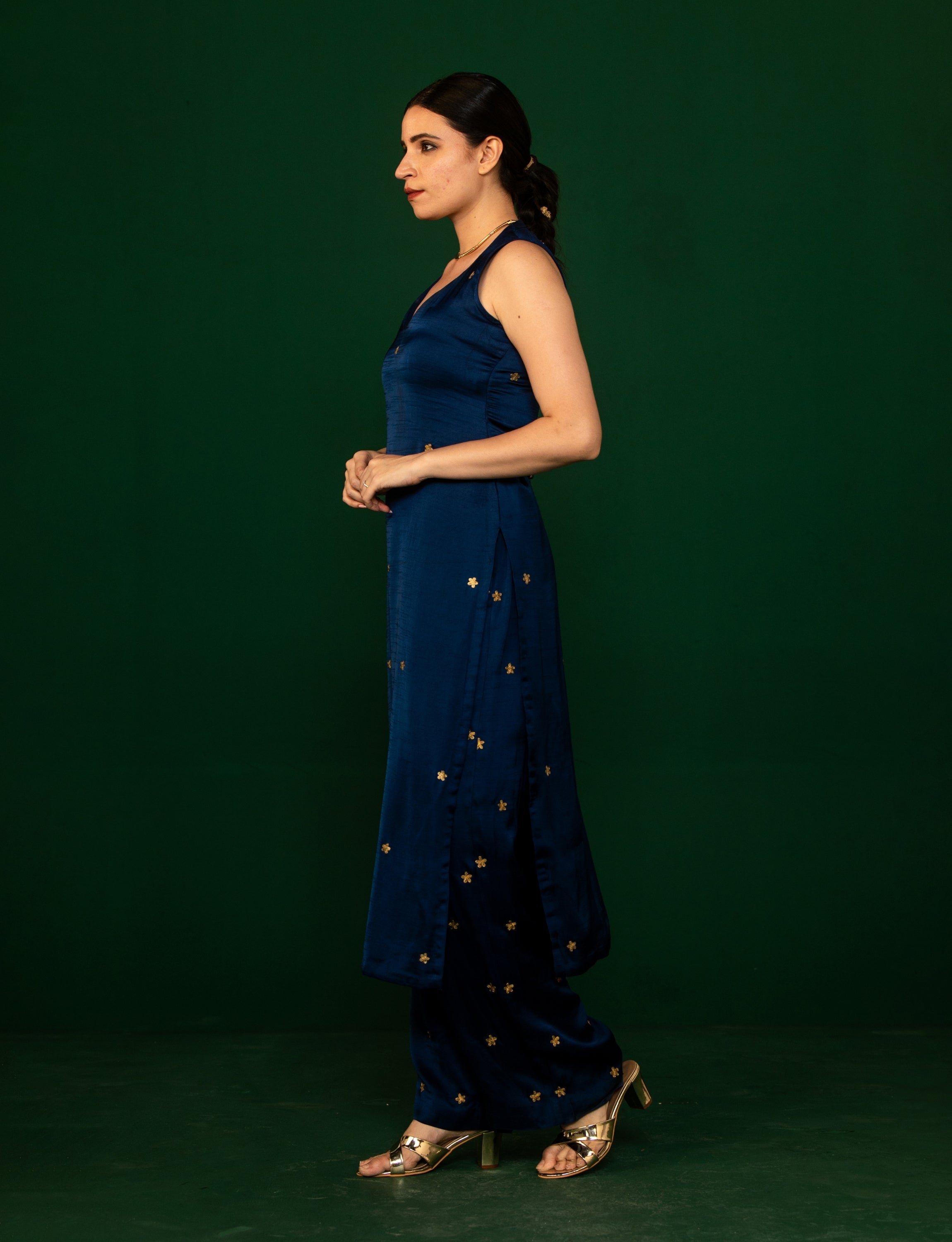 Royal Blue Hand Embroidered Kurta